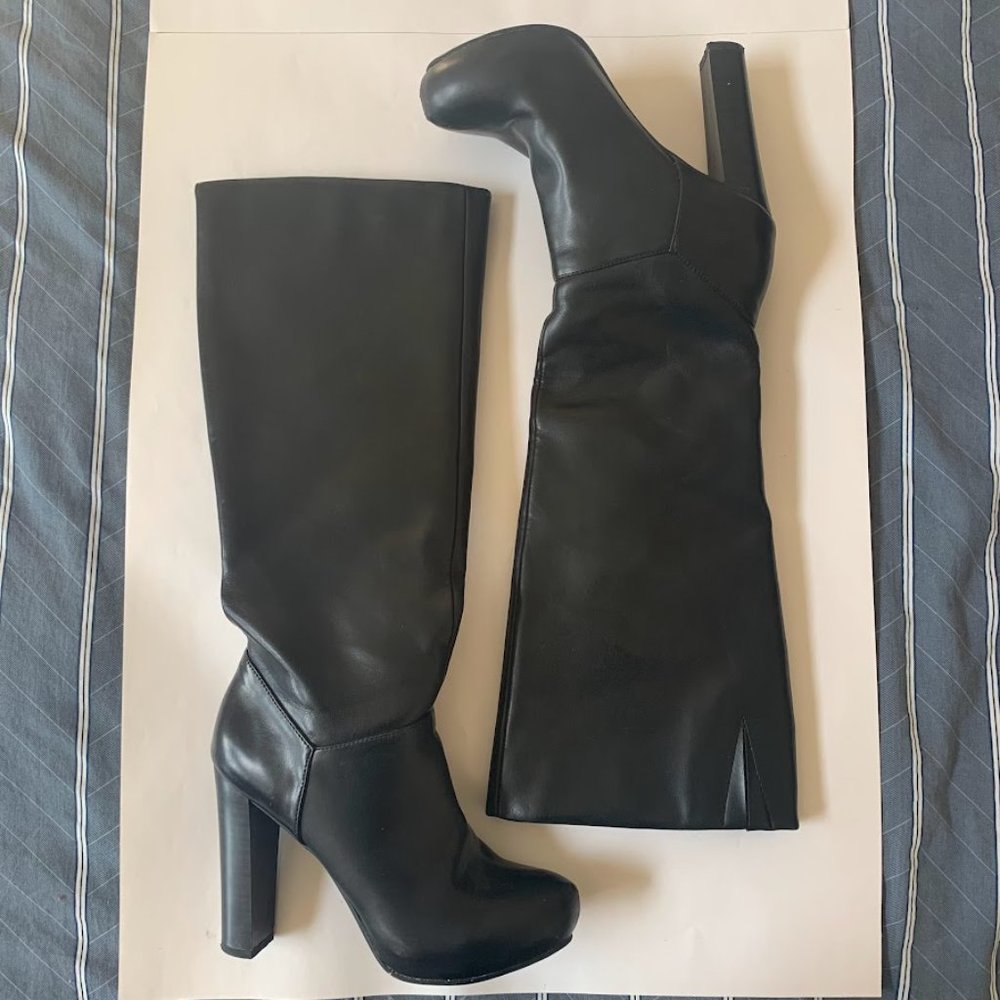 Nine & Co Knee High Black Heeled Boots - Size 6.5